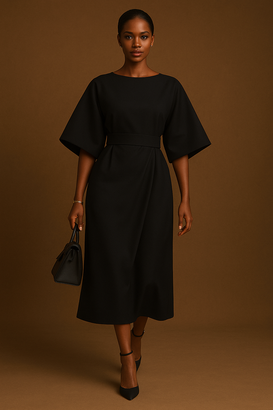 Oversized Sleeve Midi Dress