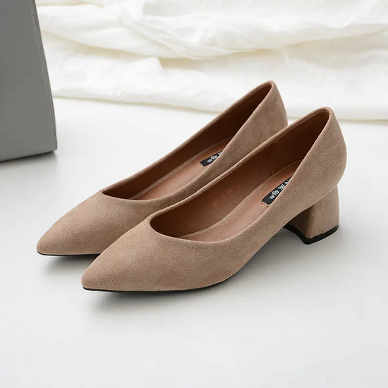 Pointed Toe High Heels, Chunky Heel Work Shoes